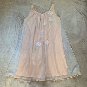 Vintage 60s Woodward’s Peach Pink Chiffon Layered Babydoll Mini Dress Sz 34/36